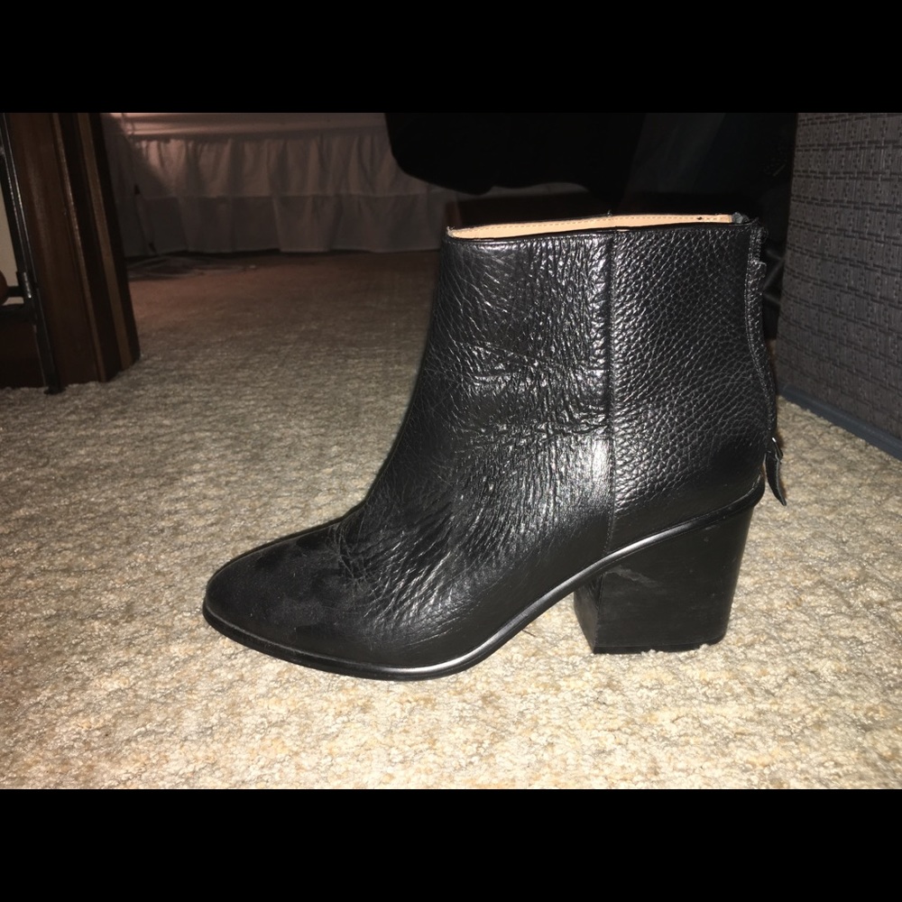 Black leather booties